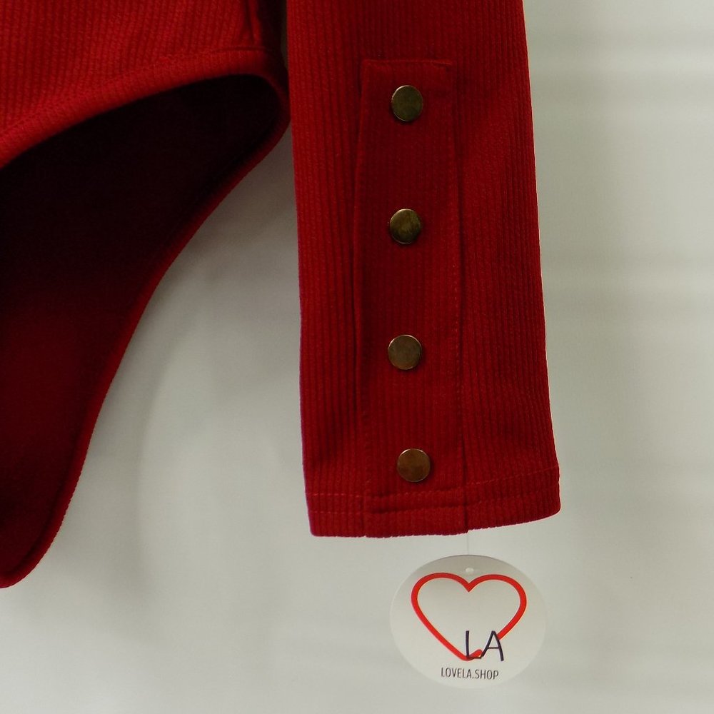 LoveLA Lura Ribbed Bodysuit in Burgundy NWT Multiple Sizes - Picture 2 of 8